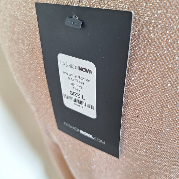 FASHION NOVA GOLD DRESS SIZE LARGE NWT - Picture 5 of 6